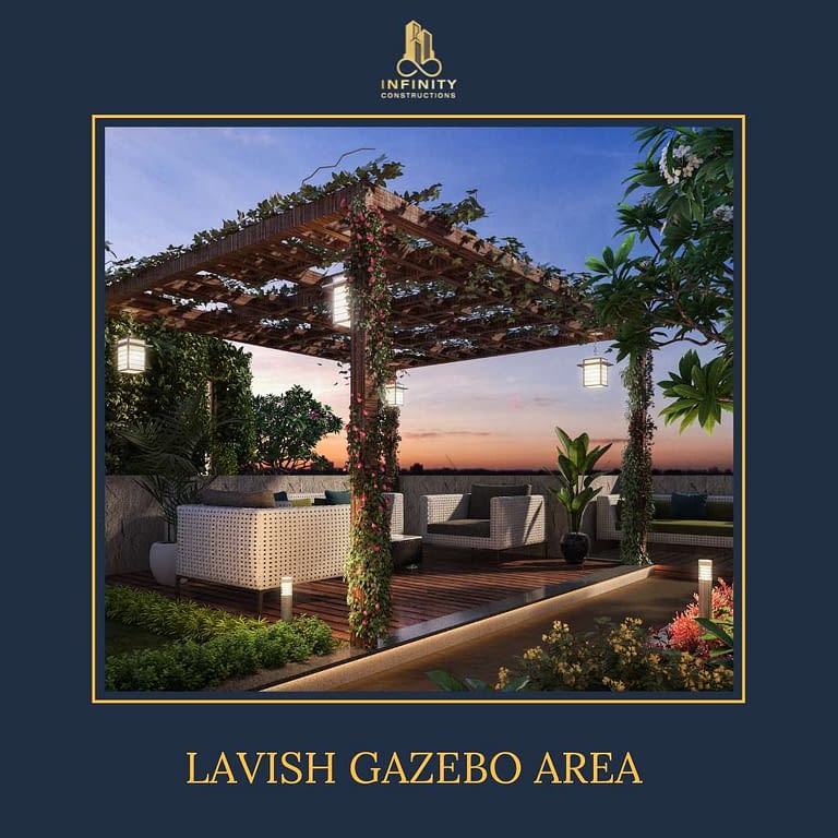 infinity constructions, paradise avenue, lavish gazebo area